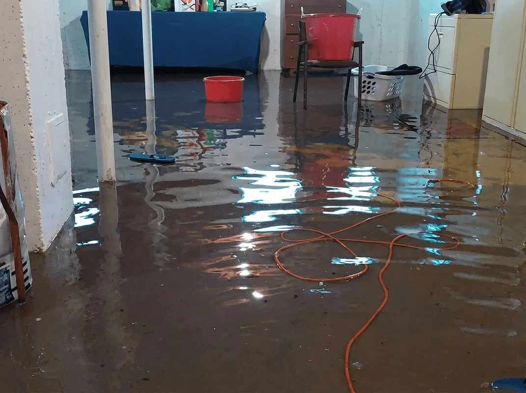 Basement with boiler, cabinets and washing machine completely flooded in Dayton, OH