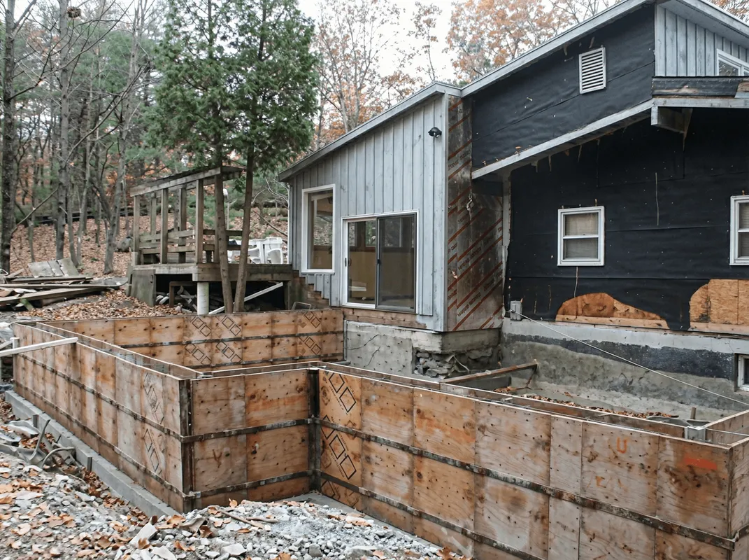 Prepared site with foundation forms for home remodeling and addition project in Dayton, OH